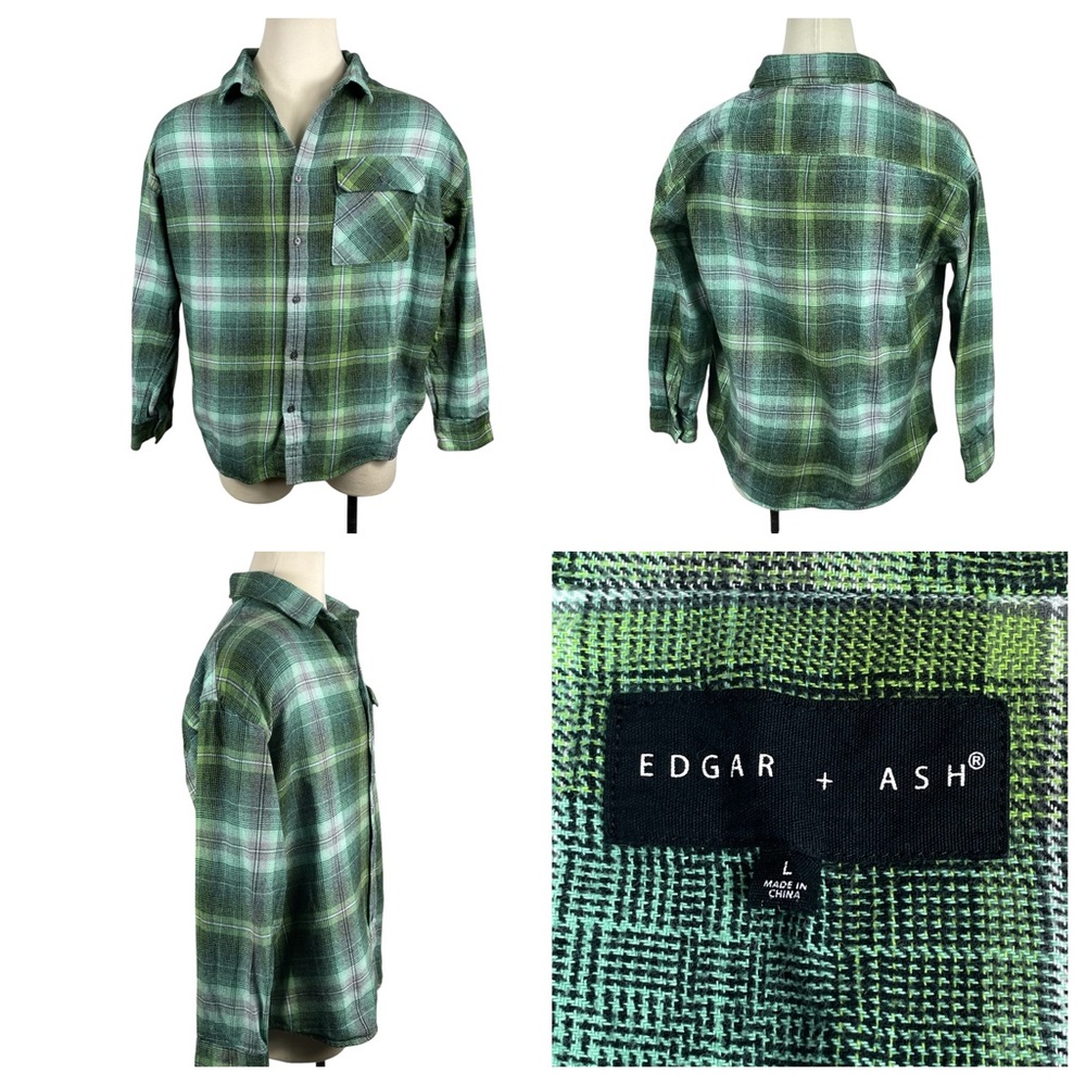 Men's Edgar+Ash‎ Heavy Cotton, Winter-WearPlaid Long Sleeve Button Down LG 0120 - Picture 2 of 6